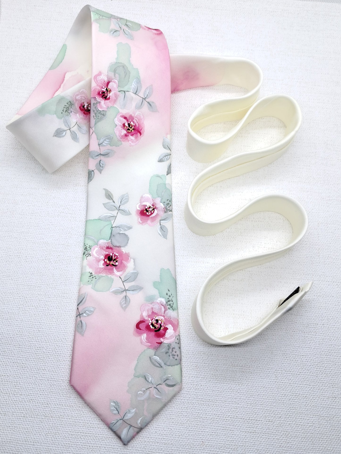 Hand painted silk floral tie