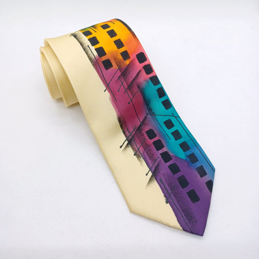 Yellow Abstract Silk Necktie