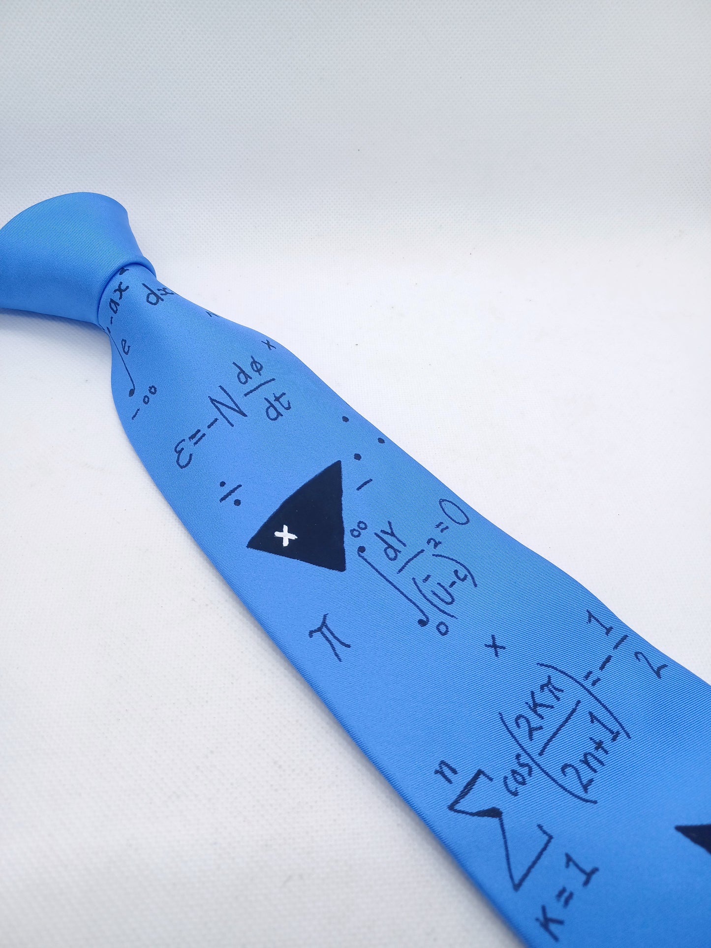 hand painted silk mathematics tie in royal blue