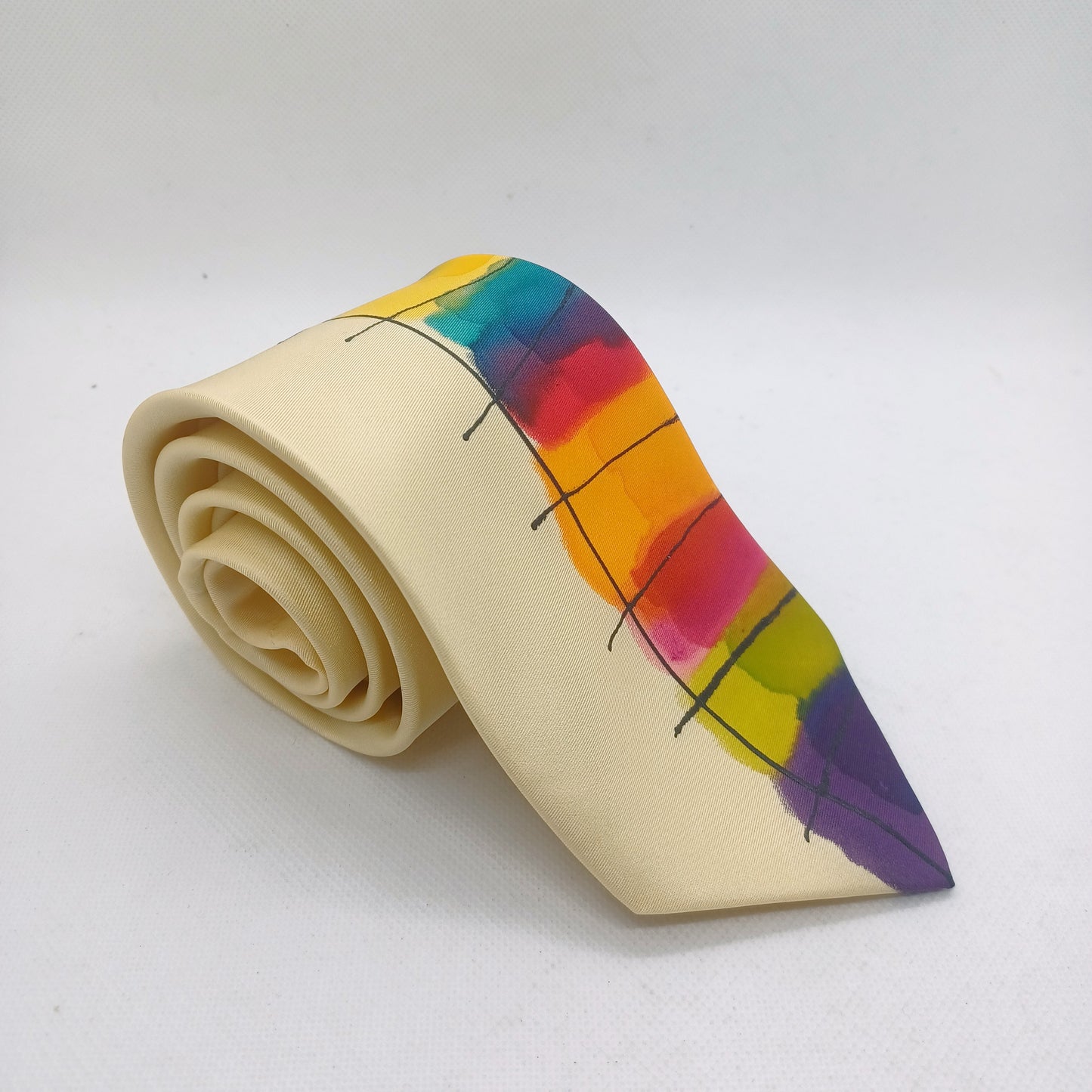 Men's Yellow and Bright Silk Tie