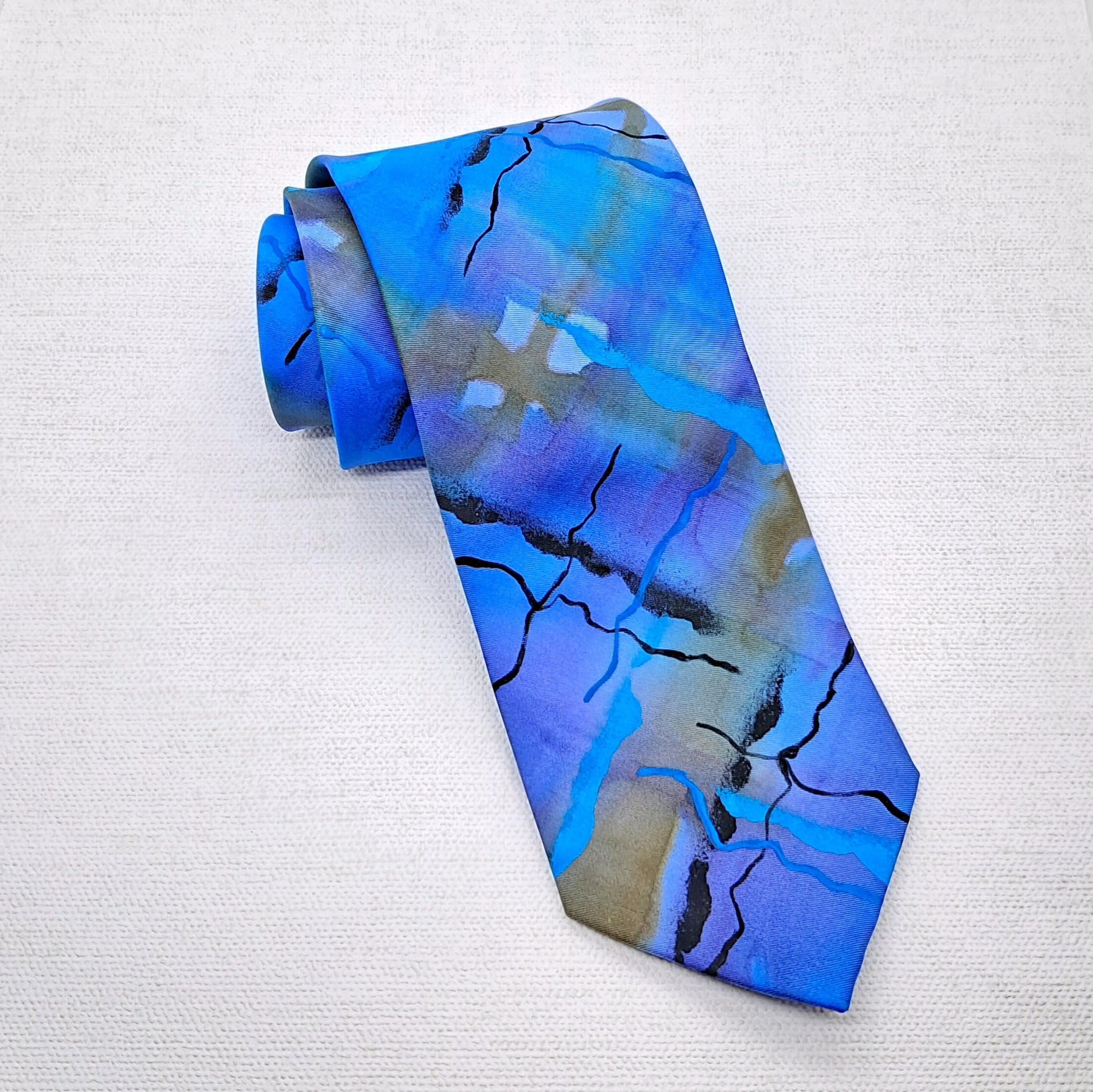 Blue tartan silk tie