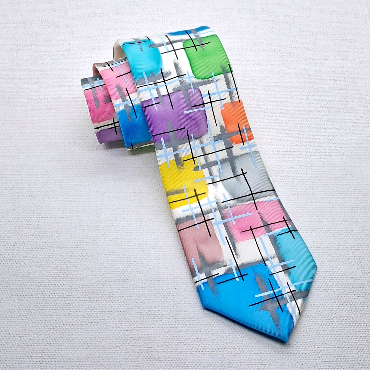 Pastel checked silk tie
